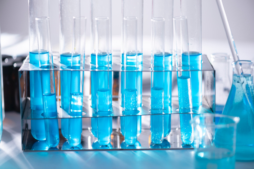 Blue liquid in test tubes