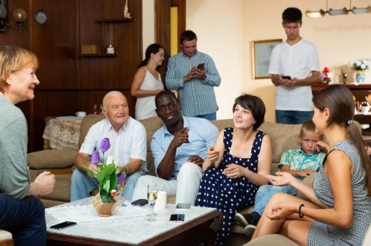 Multiracial family doing social interaction