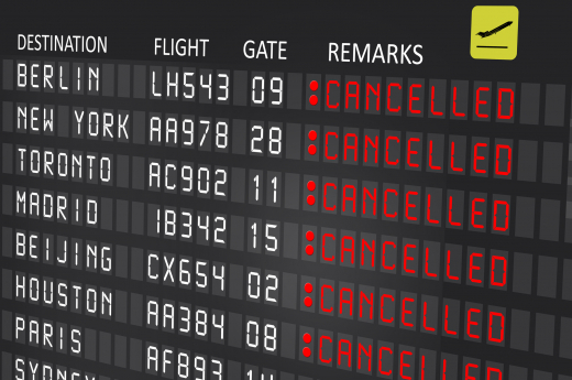 Airport Billboard Panel With Cancelled Flights